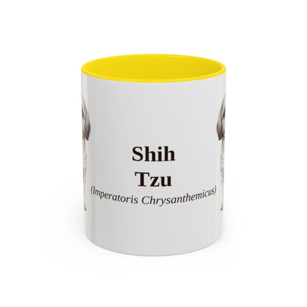 11oz Shih Tzu Latin Mug, Yellow, front view