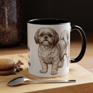 11oz Shih Tzu Dog Mom Mug, Black, lifestyle photo