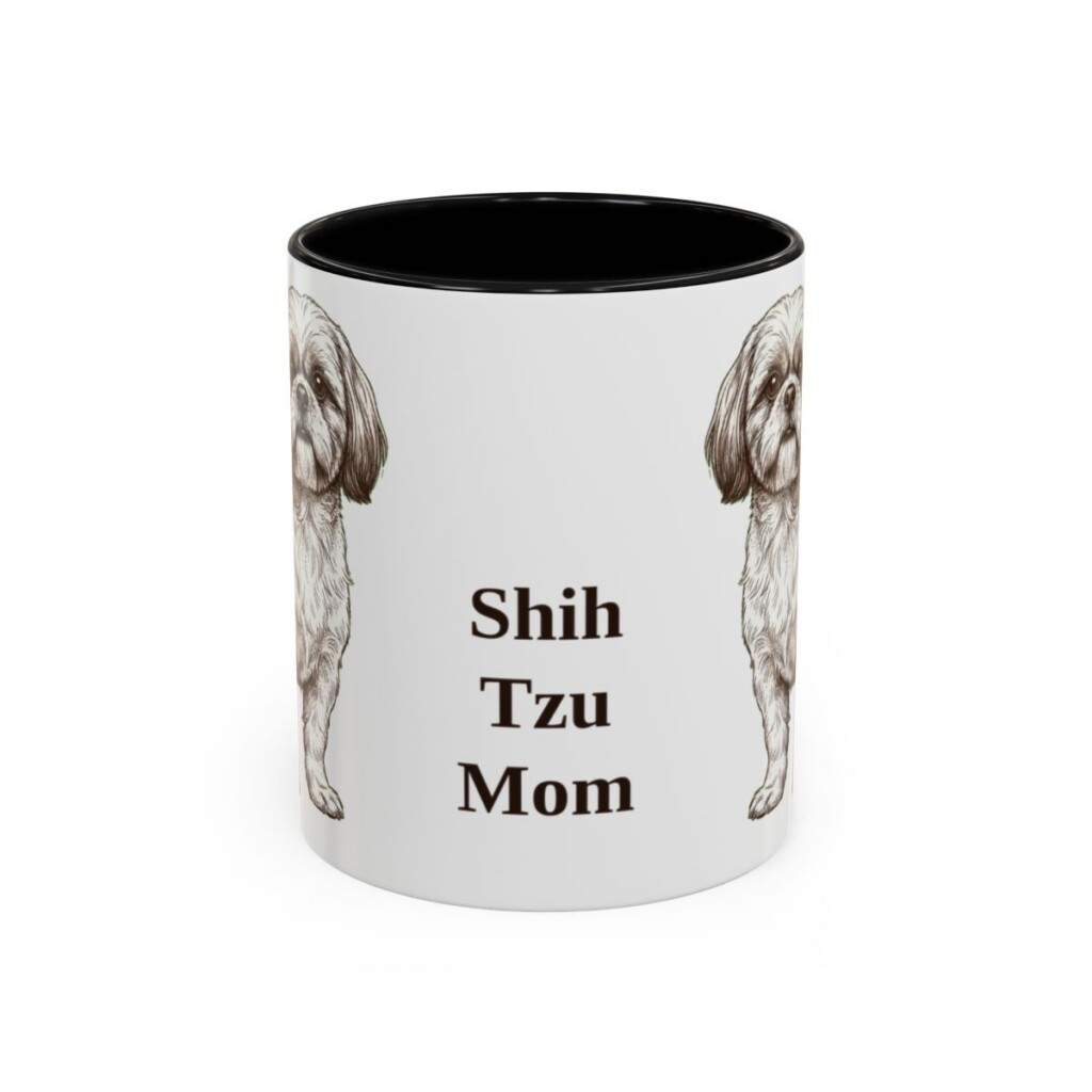 11oz Shih Tzu Dog Mom Mug, Black, front view