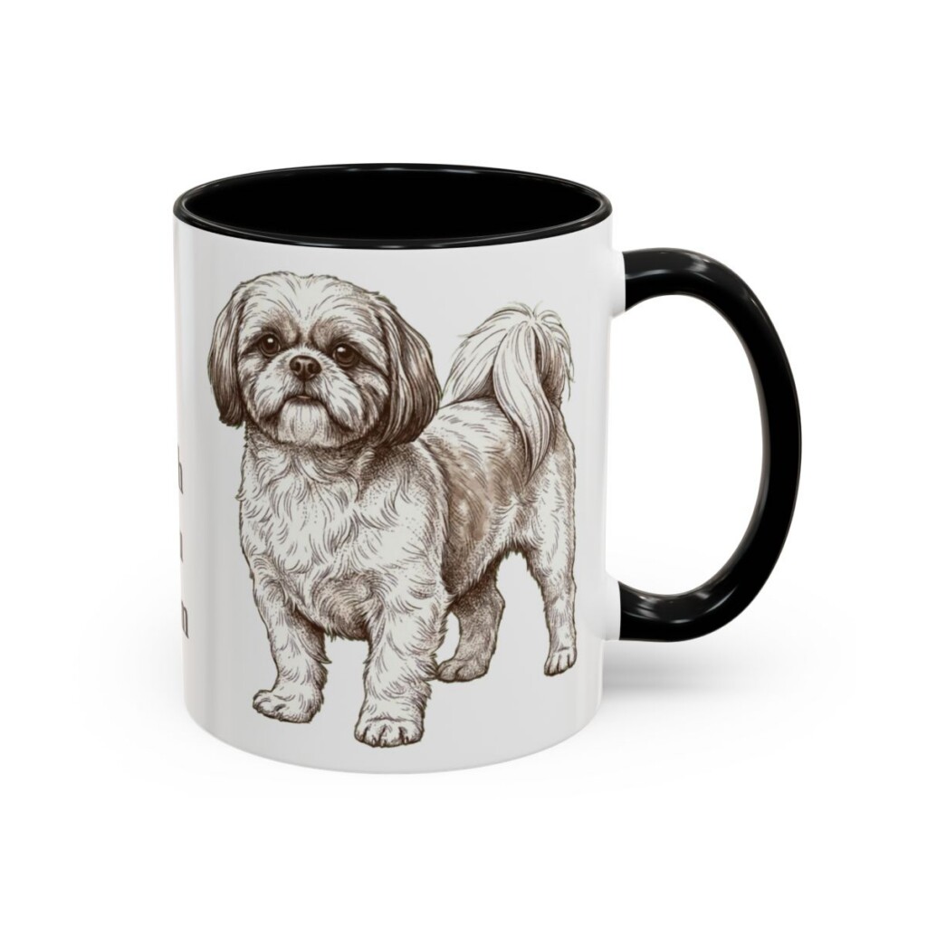 11oz Shih Tzu Dog Mom Mug, Black, right side view