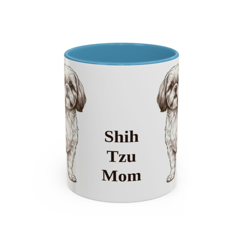 11oz Shih Tzu Dog Mom Mug, Light Blue, front view