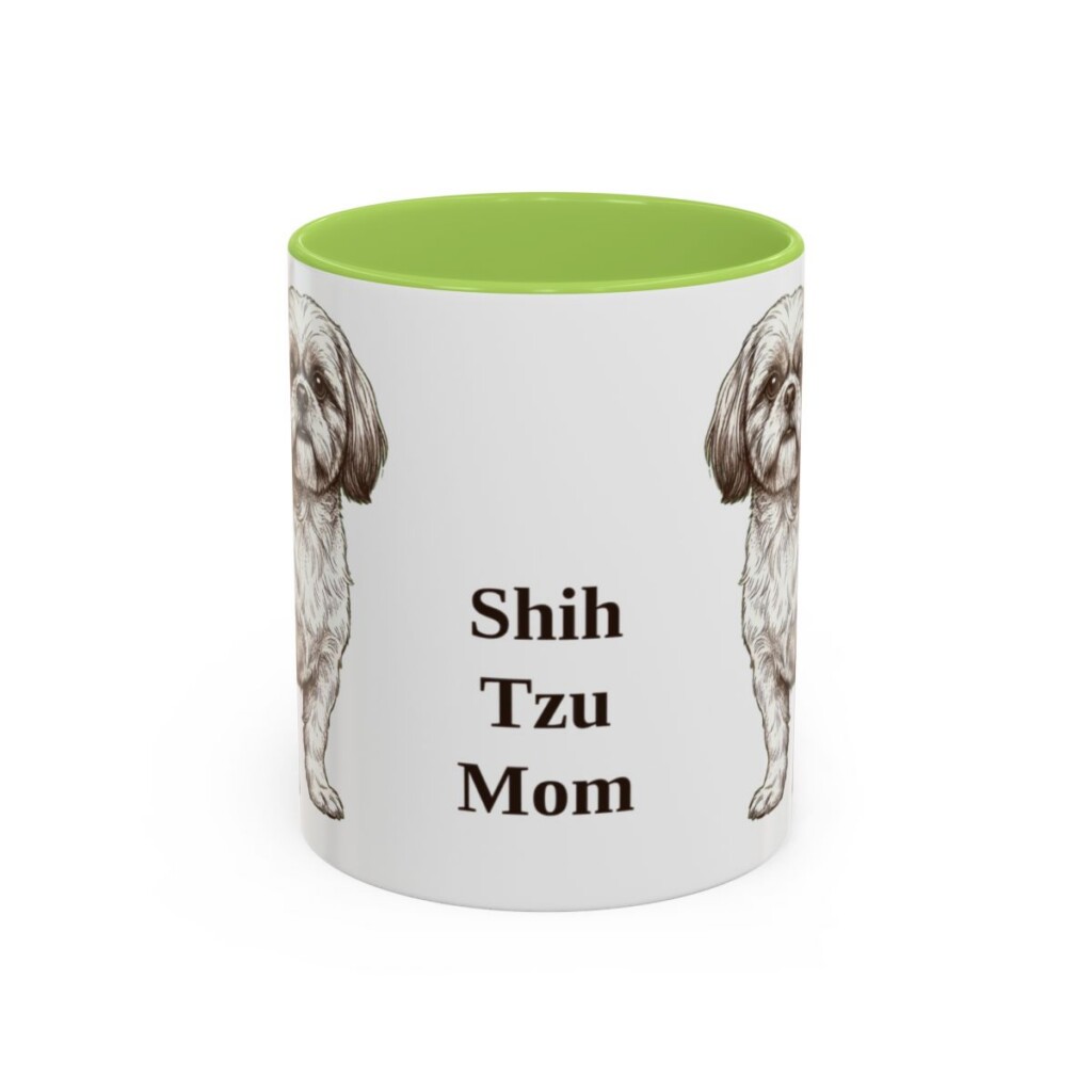 11oz Shih Tzu Dog Mom Mug, Light Green, front view
