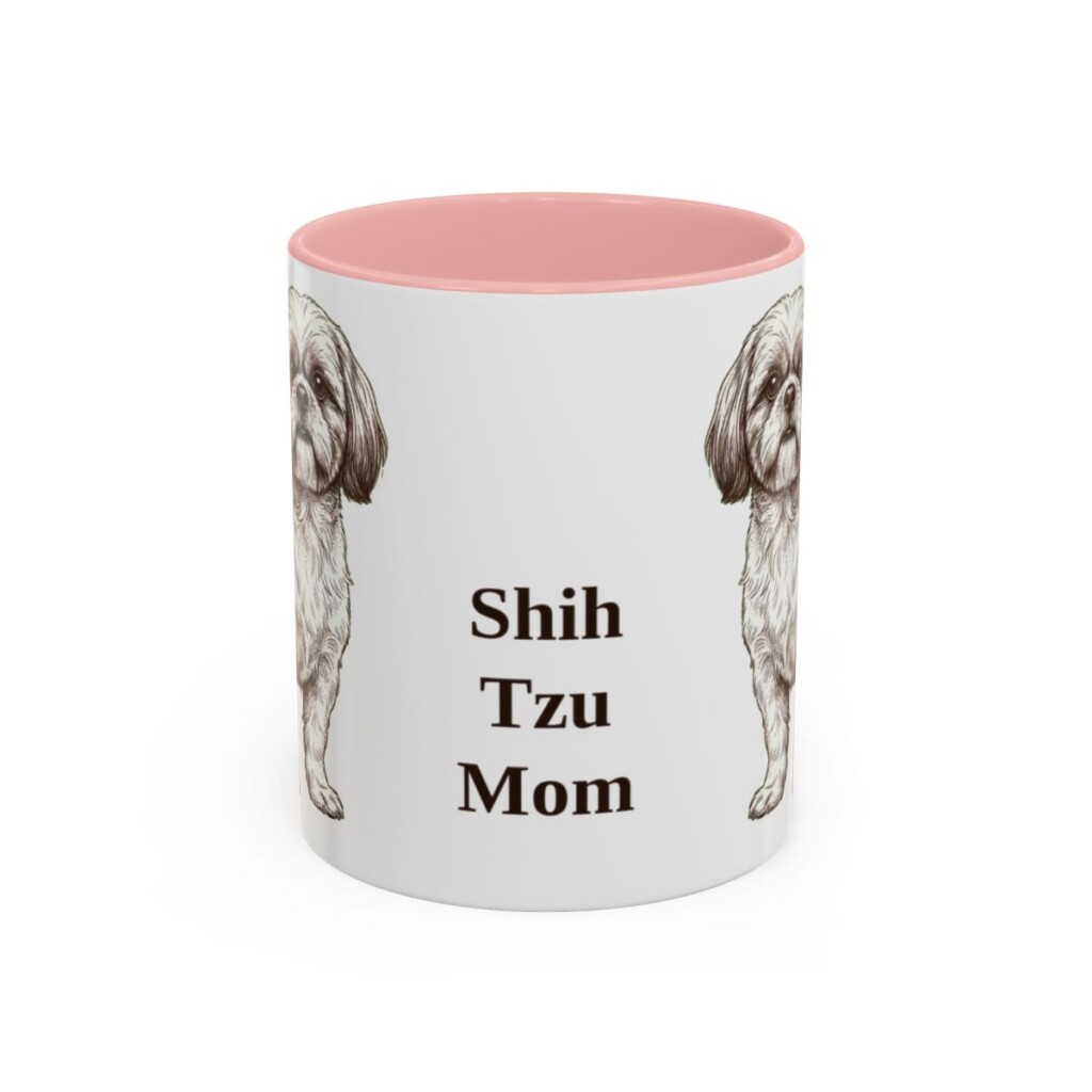 11oz Shih Tzu Dog Mom Mug, Pink, front view