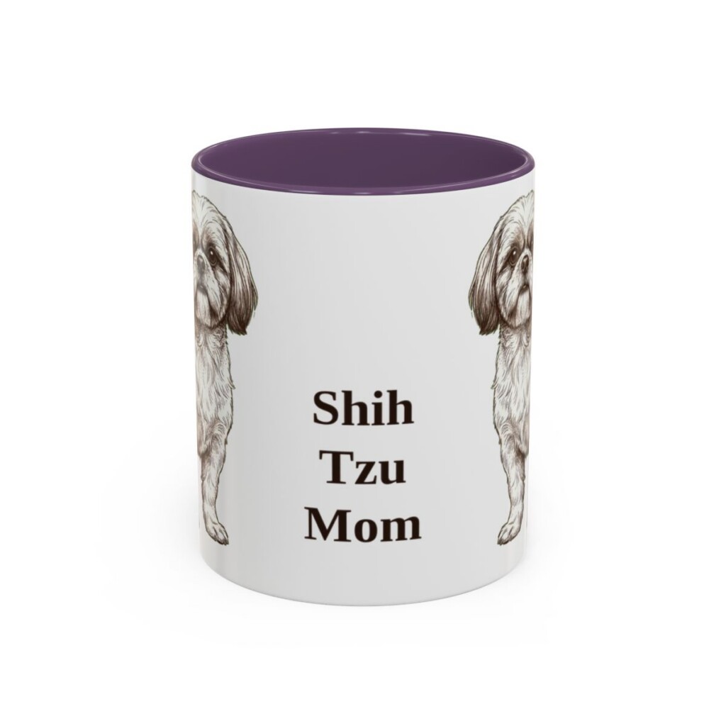 11oz Shih Tzu Dog Mom Mug, Purple, front view