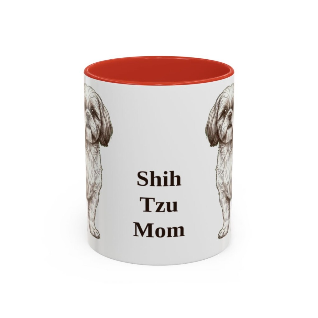11oz Shih Tzu Dog Mom Mug, Red, front view