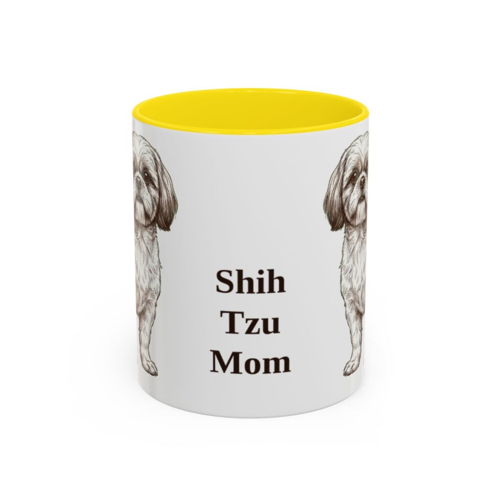 11oz Shih Tzu Dog Mom Mug, Yellow, front view