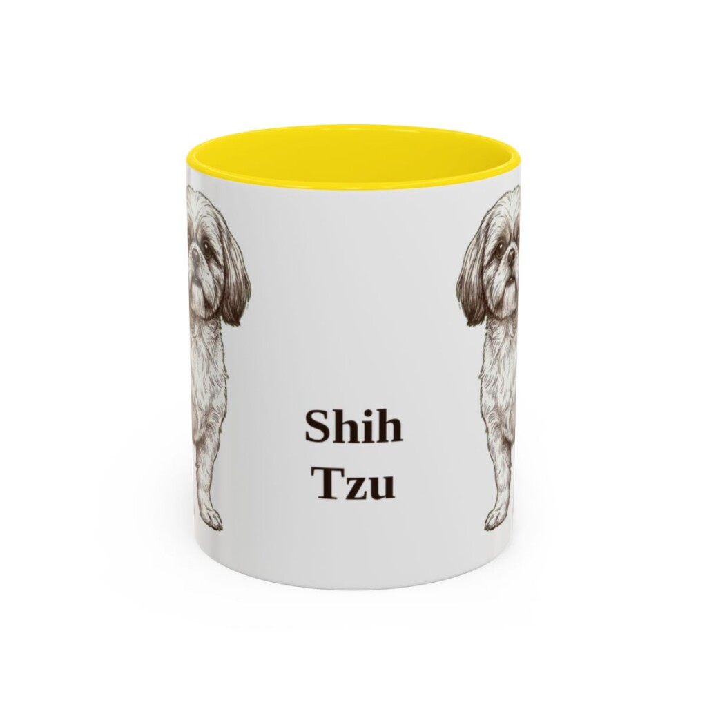 11oz Shih Tzu Mug, Yellow, front view