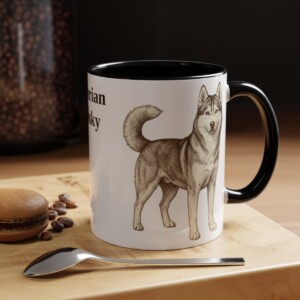 11oz Siberian Husky Mug, Black, lifestyle photo