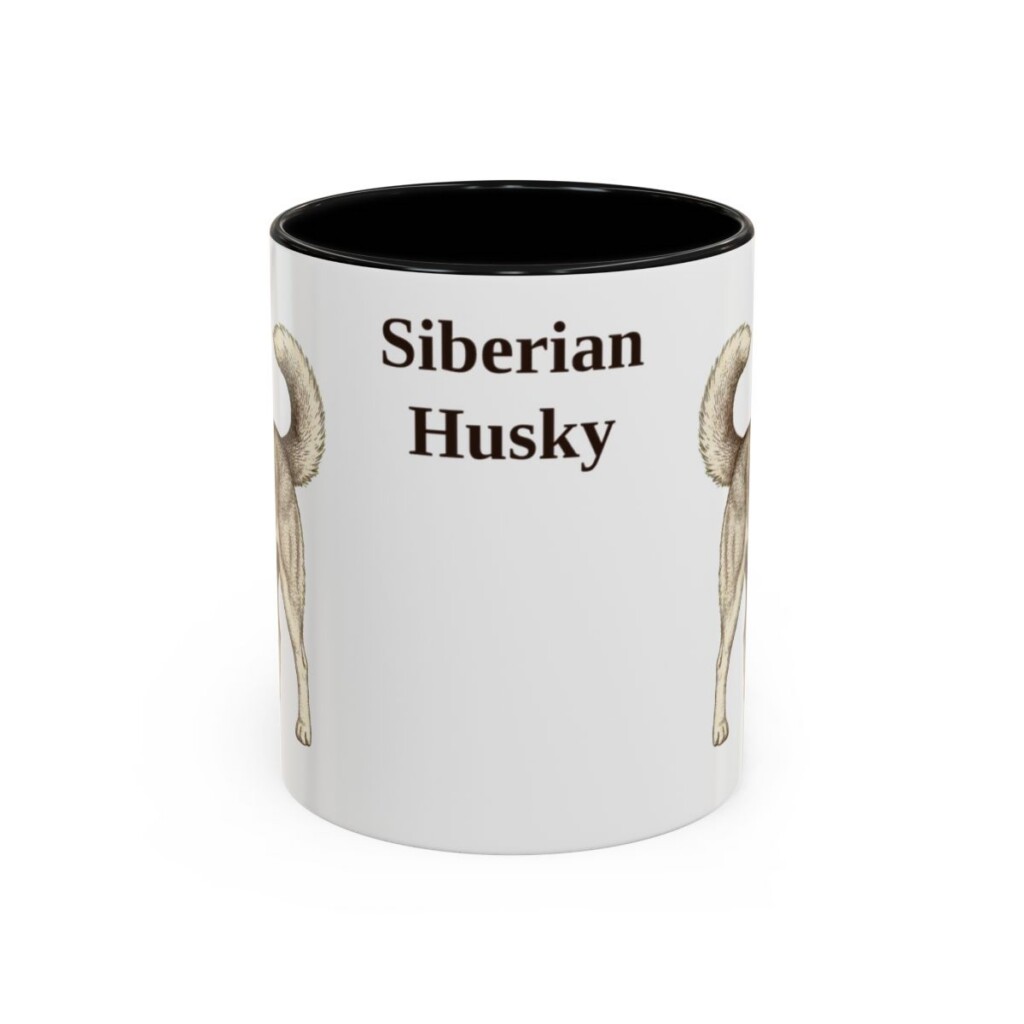 11oz Siberian Husky Mug, Black, front view