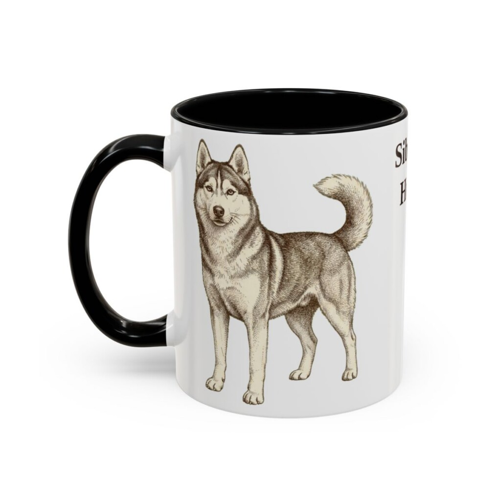 11oz Siberian Husky Mug, Black, left side view