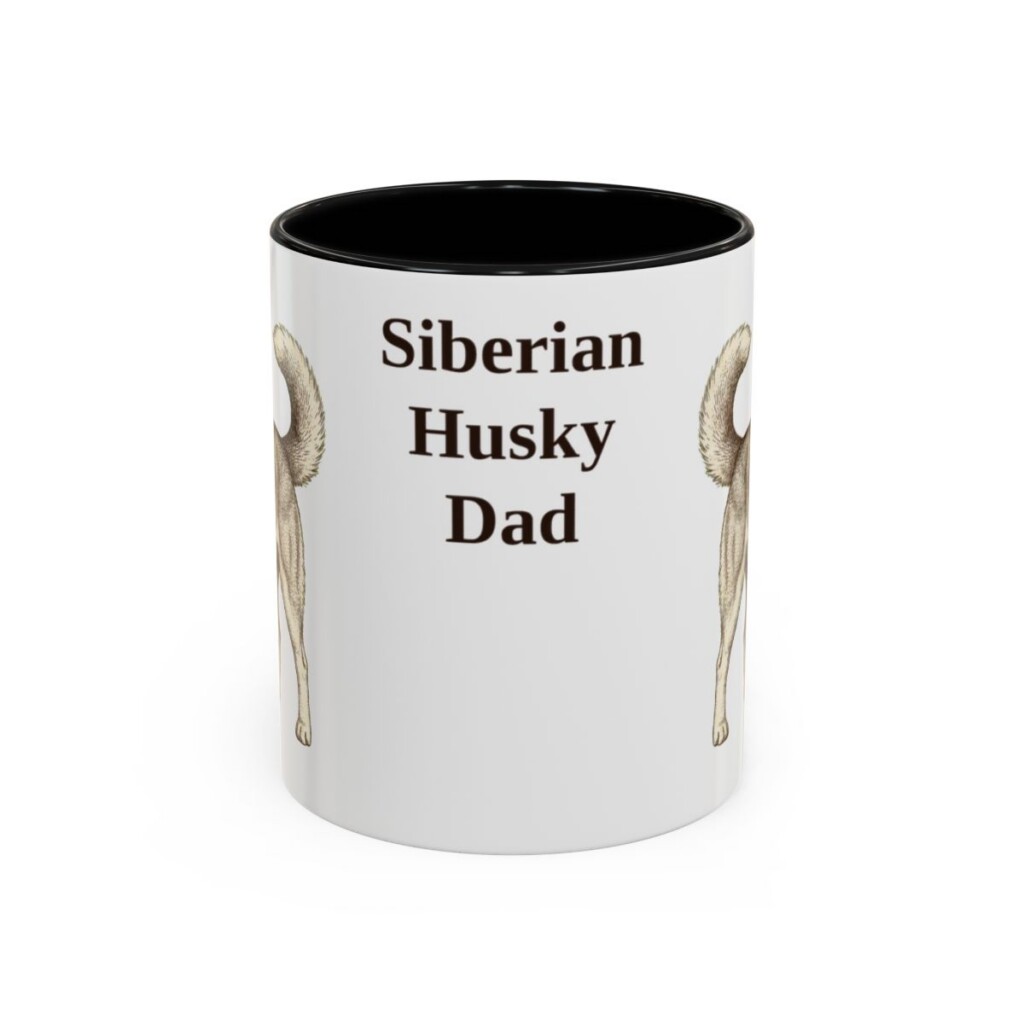 11oz Siberian Husky Dog Dad Mug, Black, front view