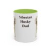 11oz Siberian Husky Dog Dad Mug, Light Green, front view