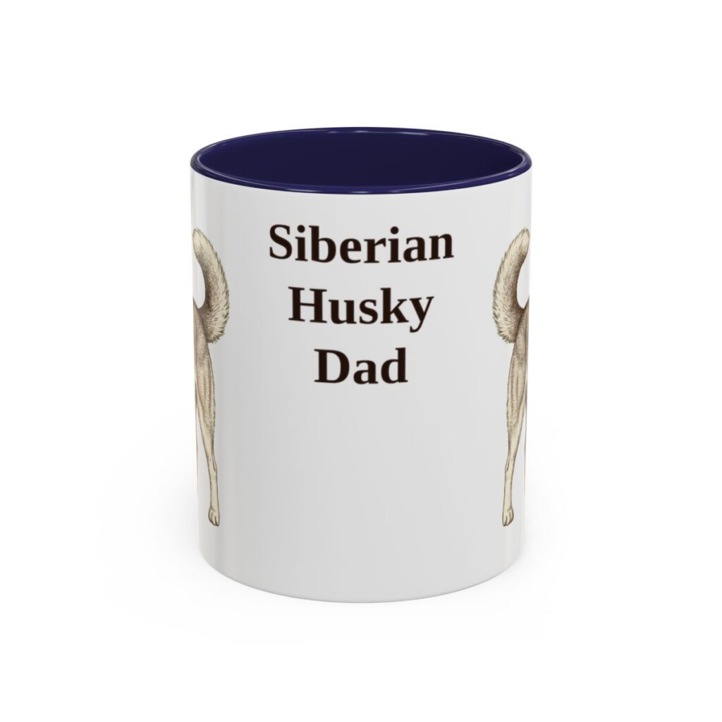 11oz Siberian Husky Dog Dad Mug, Navy, front view