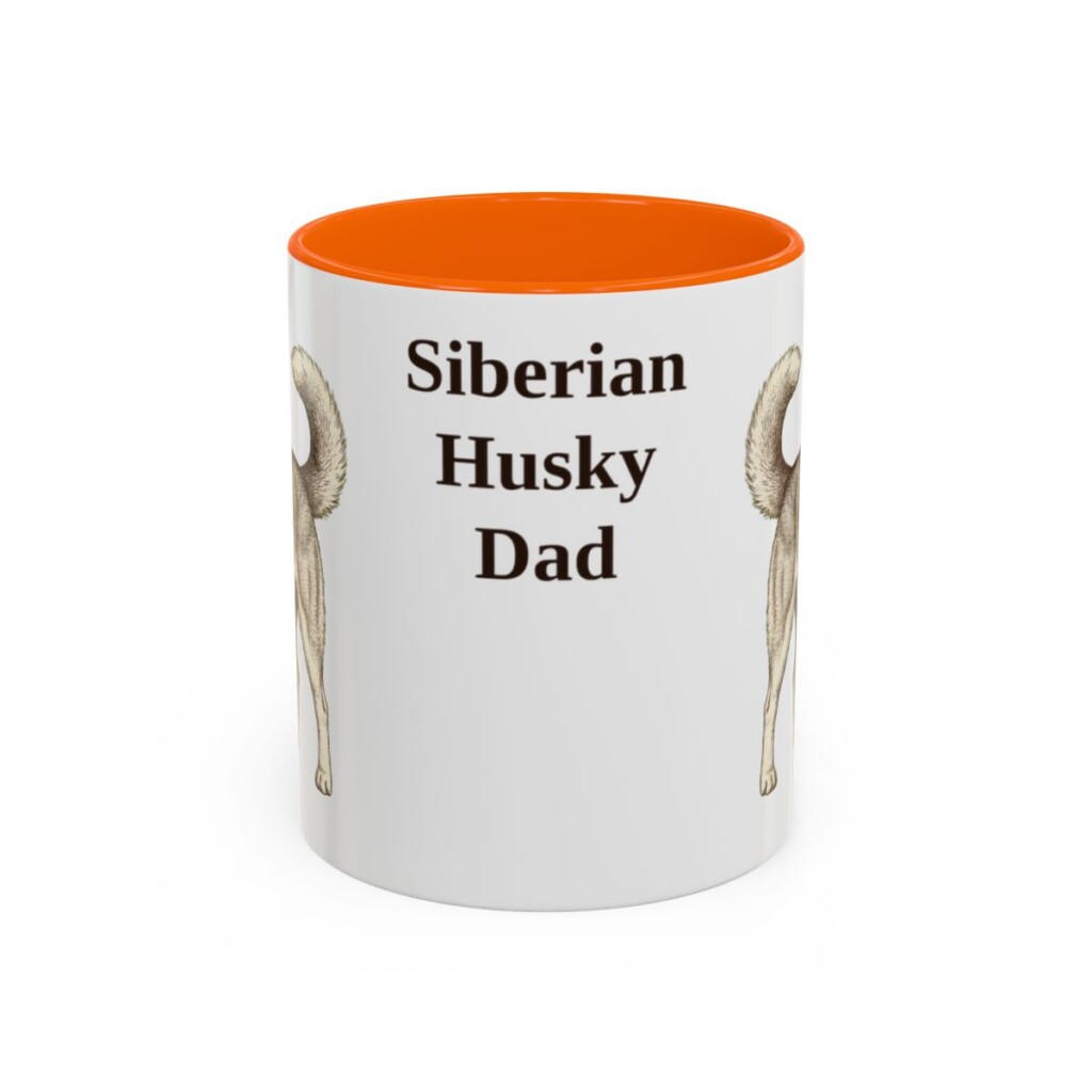 11oz Siberian Husky Dog Dad Mug, Orange, front view