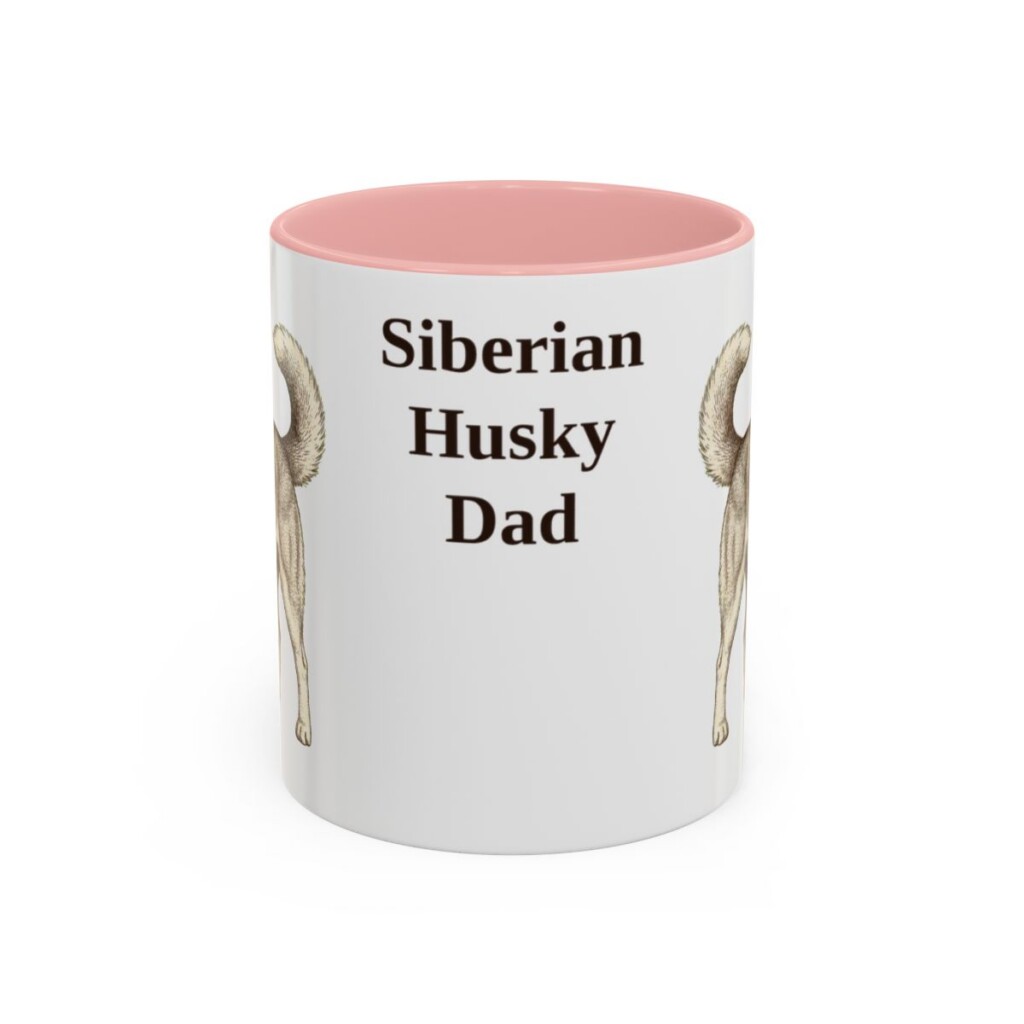 11oz Siberian Husky Dog Dad Mug, Pink, front view