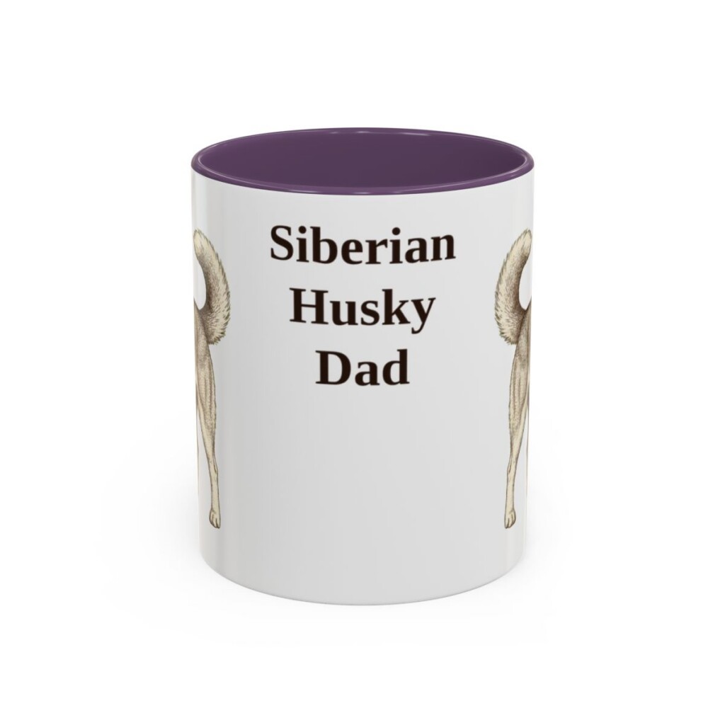 11oz Siberian Husky Dog Dad Mug, Purple, front view