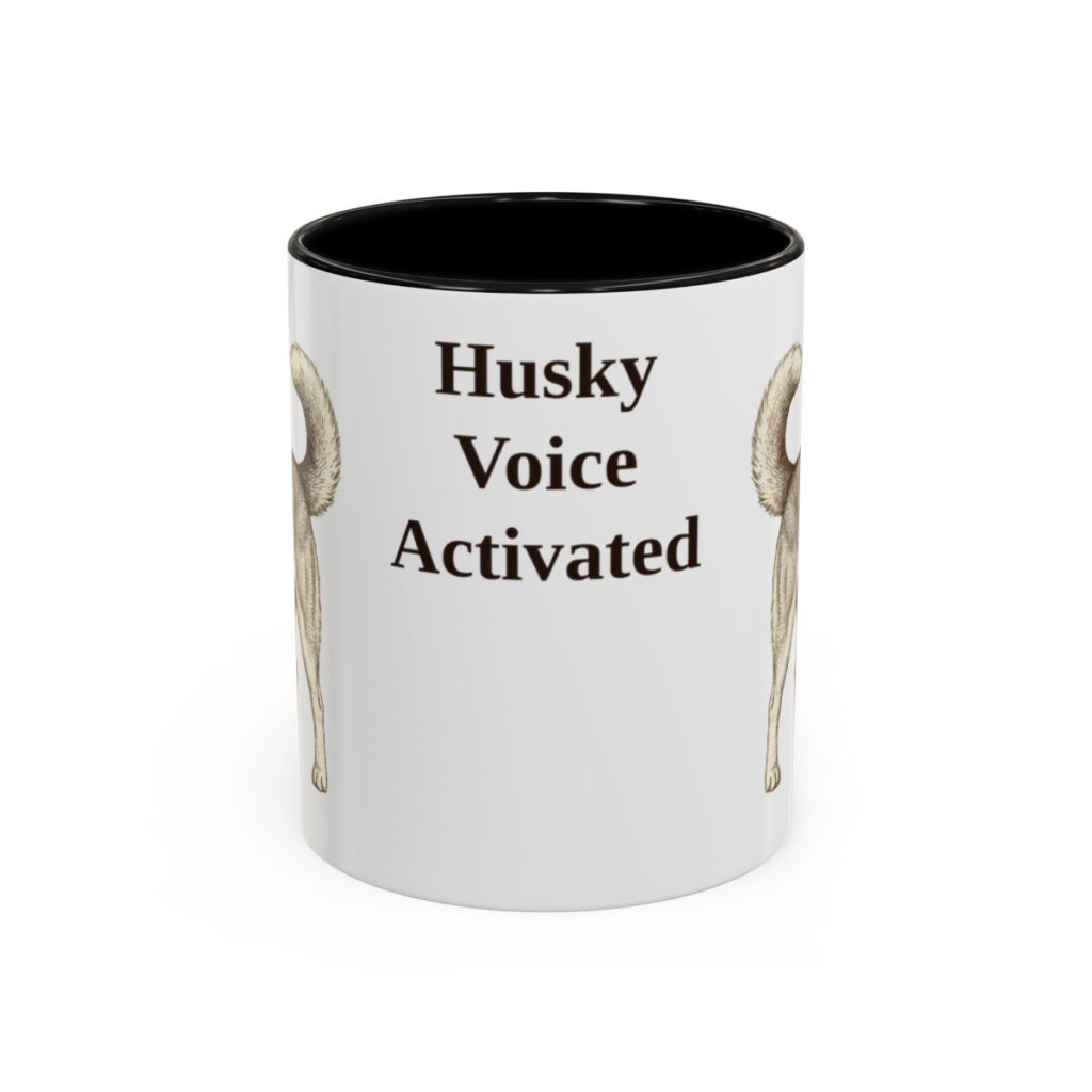 11oz Funny Siberian Husky Mug, Black, front view