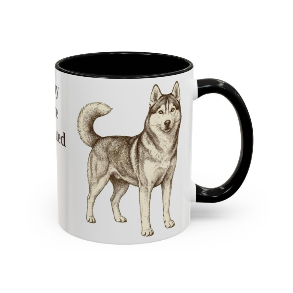 11oz Funny Siberian Husky Mug, Black, right side view