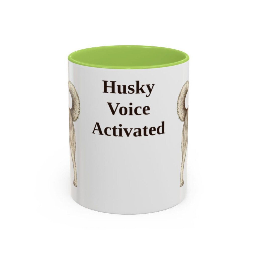 11oz Funny Siberian Husky Mug, Light Green, front view