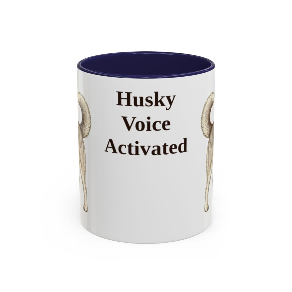 11oz Funny Siberian Husky Mug, Navy, front view