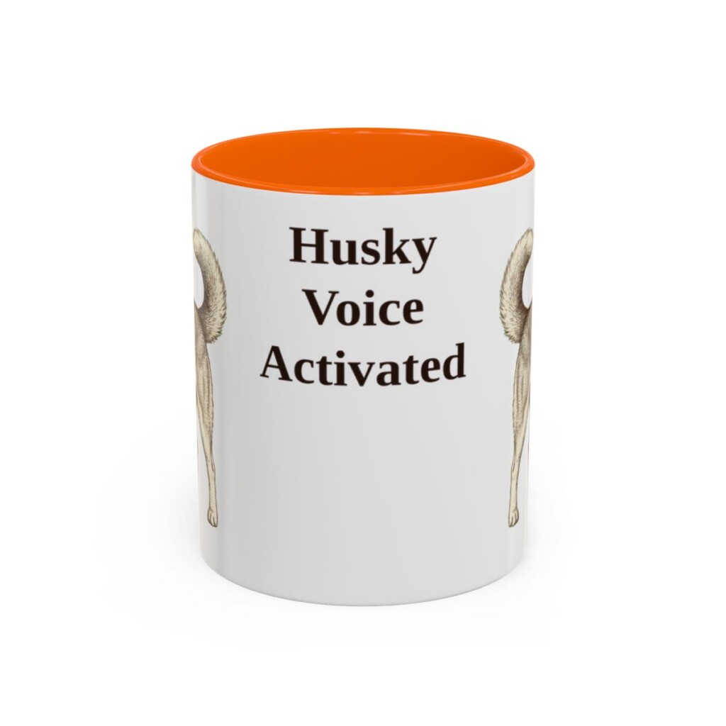 11oz Funny Siberian Husky Mug, Orange, front view