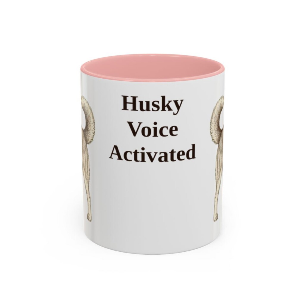 11oz Funny Siberian Husky Mug, Pink, front view