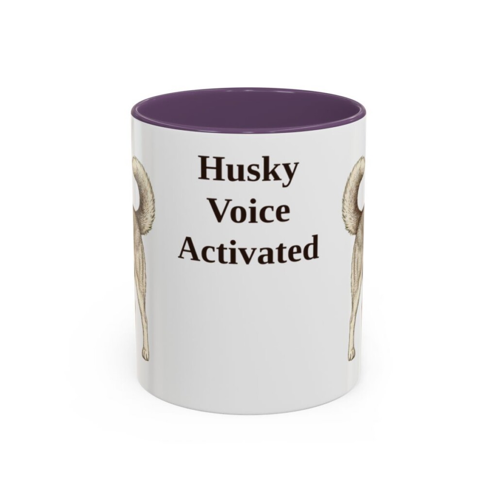 11oz Funny Siberian Husky Mug, Purple, front view