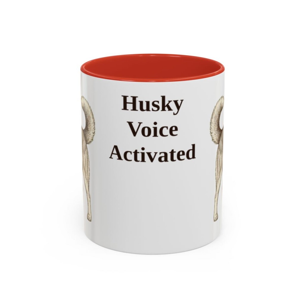 11oz Funny Siberian Husky Mug, Red, front view