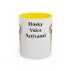 11oz Funny Siberian Husky Mug, Yellow, front view