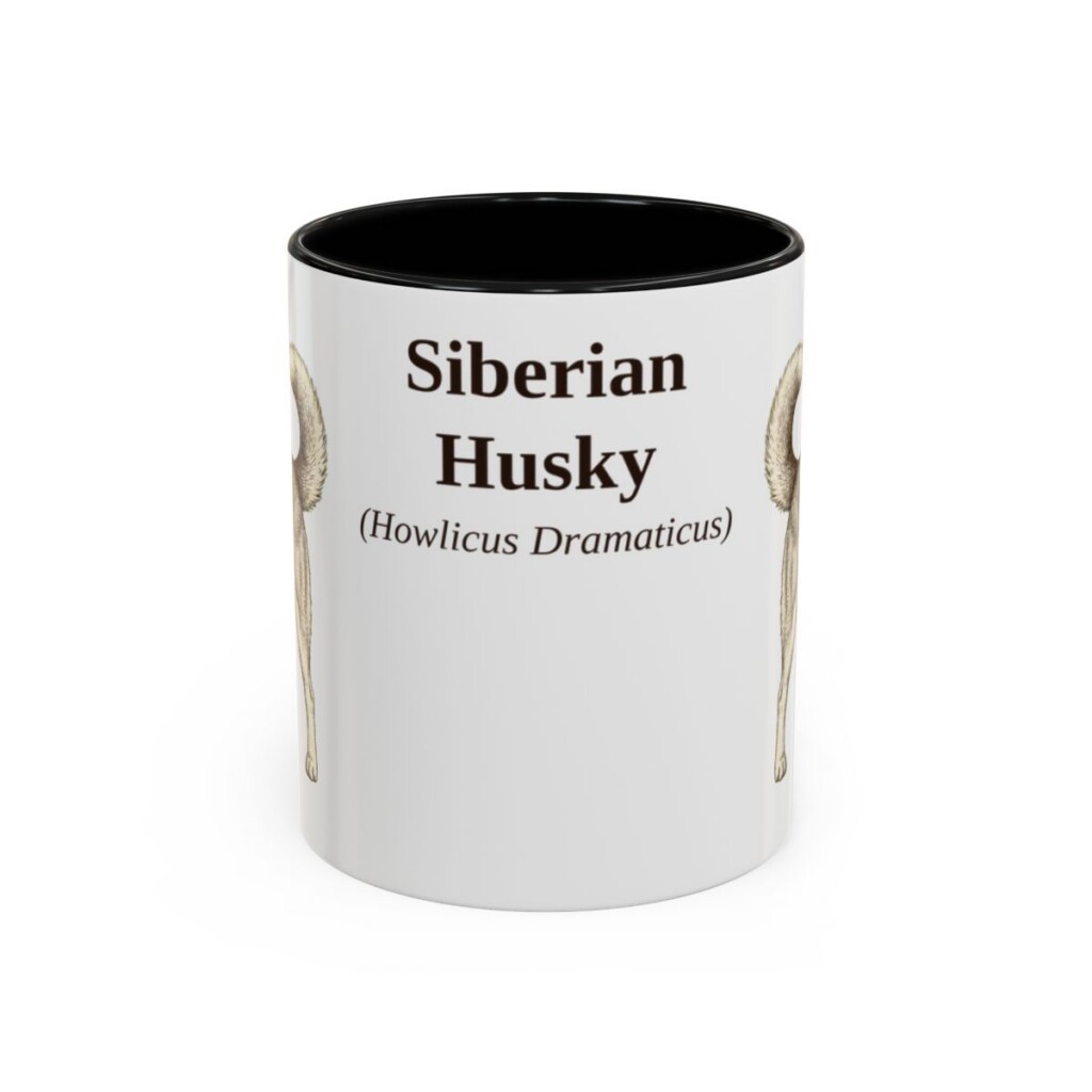 11oz Siberian Husky Latin Mug, Black, front view