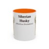11oz Siberian Husky Latin Mug, Orange, front view