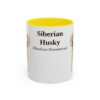 11oz Siberian Husky Latin Mug, Yellow, front view