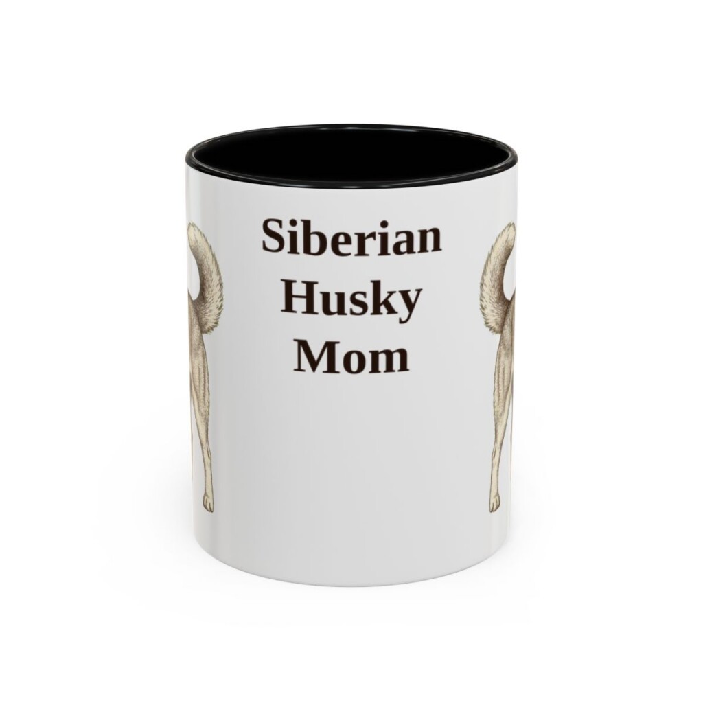 11oz Siberian Husky Dog Mom Mug, Black, front view
