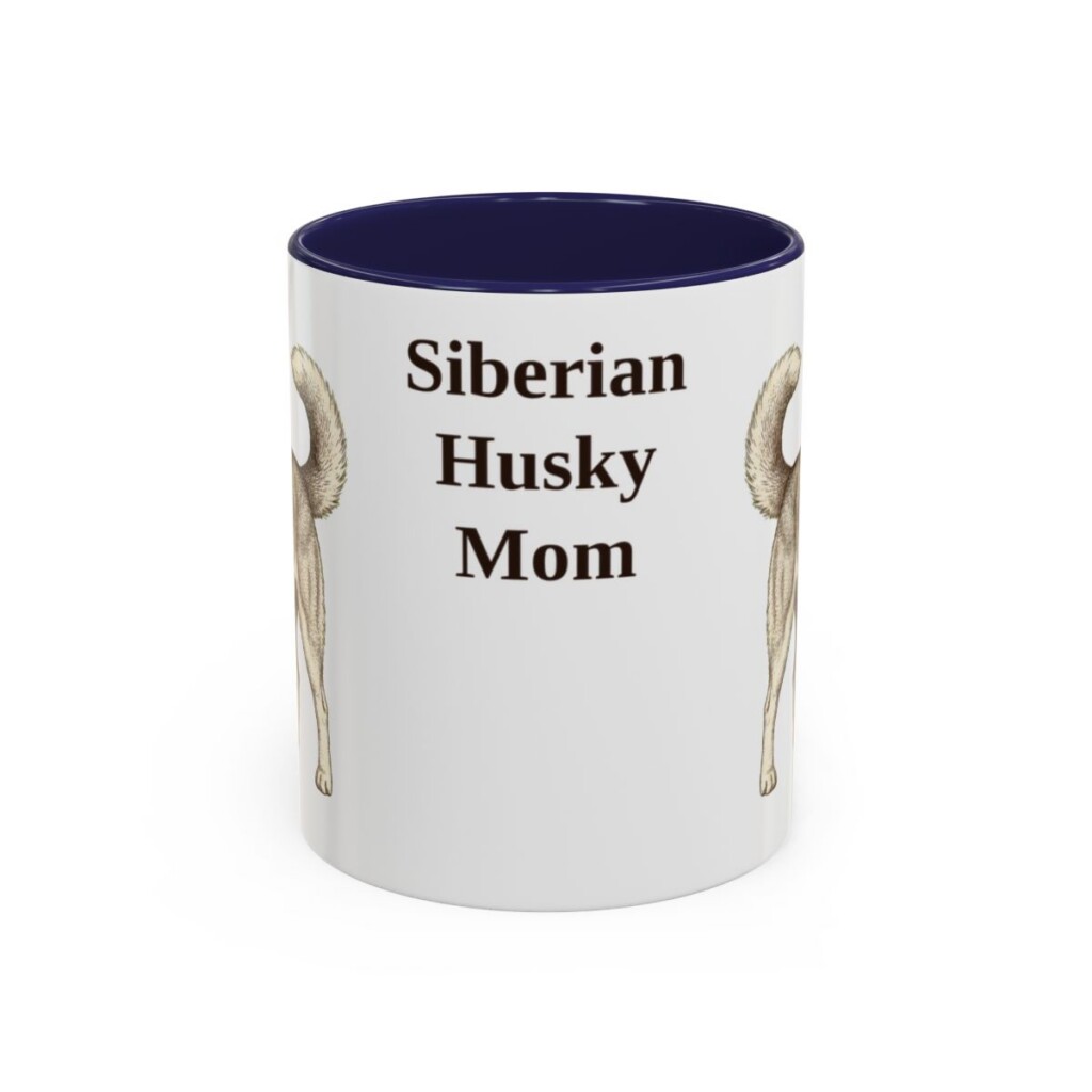 11oz Siberian Husky Dog Mom Mug, Navy, front view