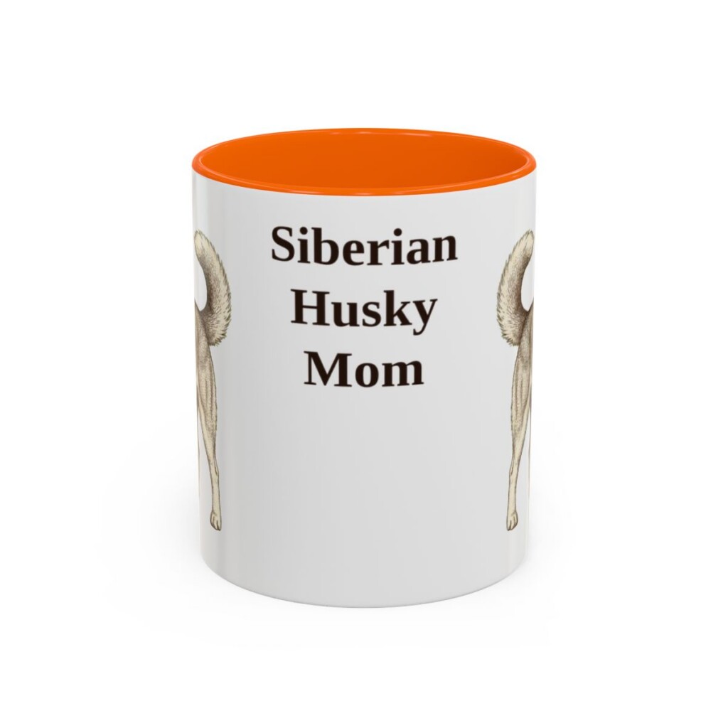 11oz Siberian Husky Dog Mom Mug, Orange, front view