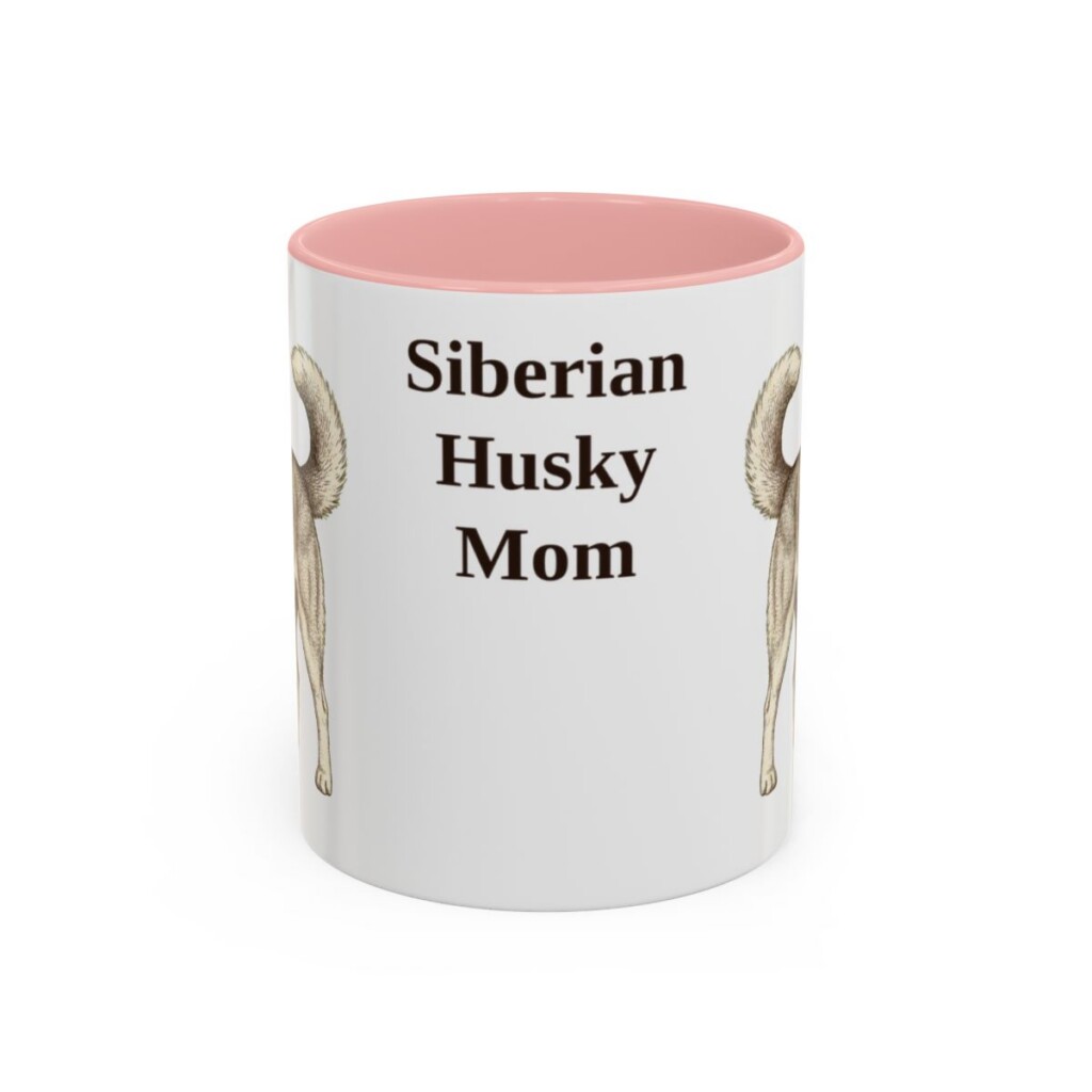 11oz Siberian Husky Dog Mom Mug, Pink, front view