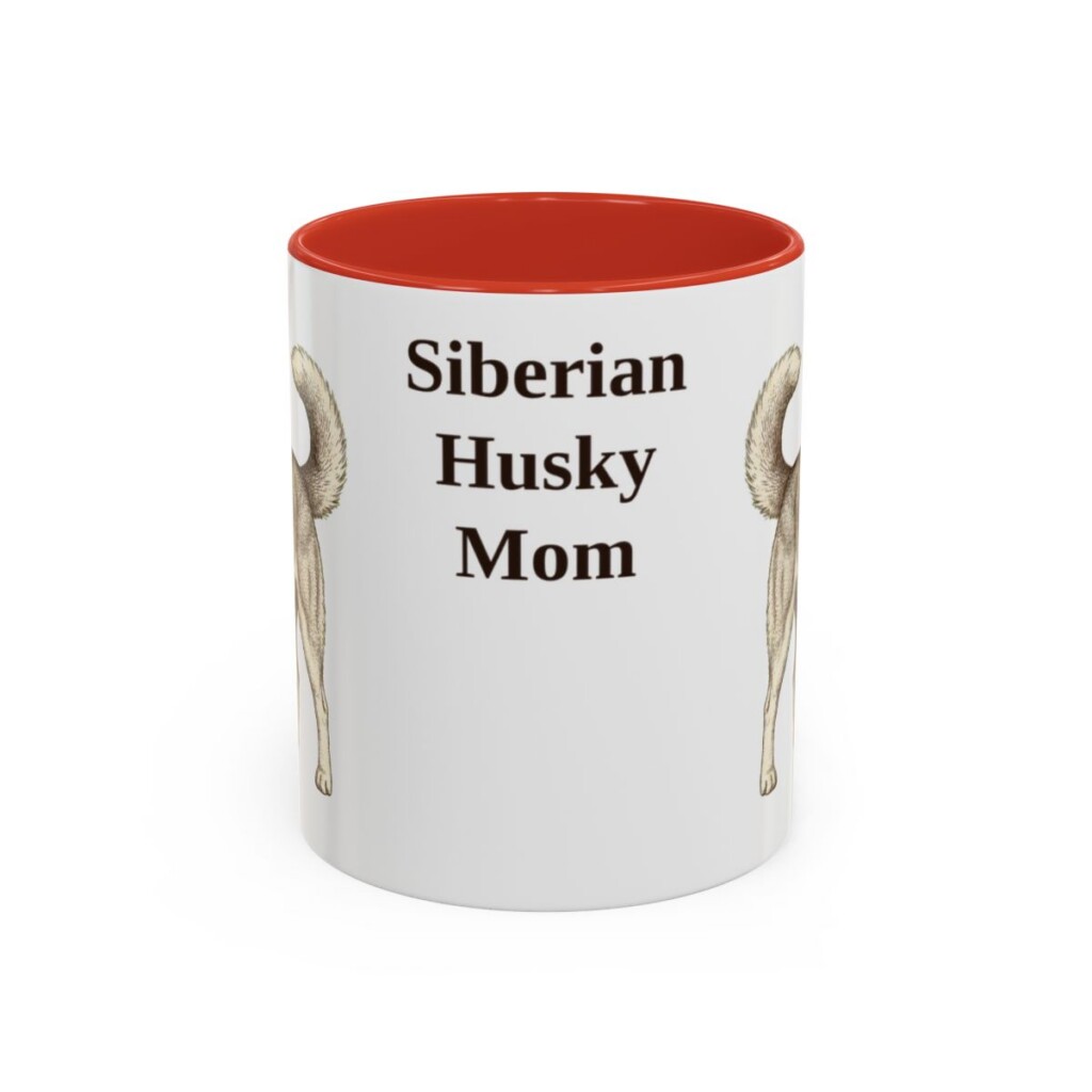 11oz Siberian Husky Dog Mom Mug, Red, front view