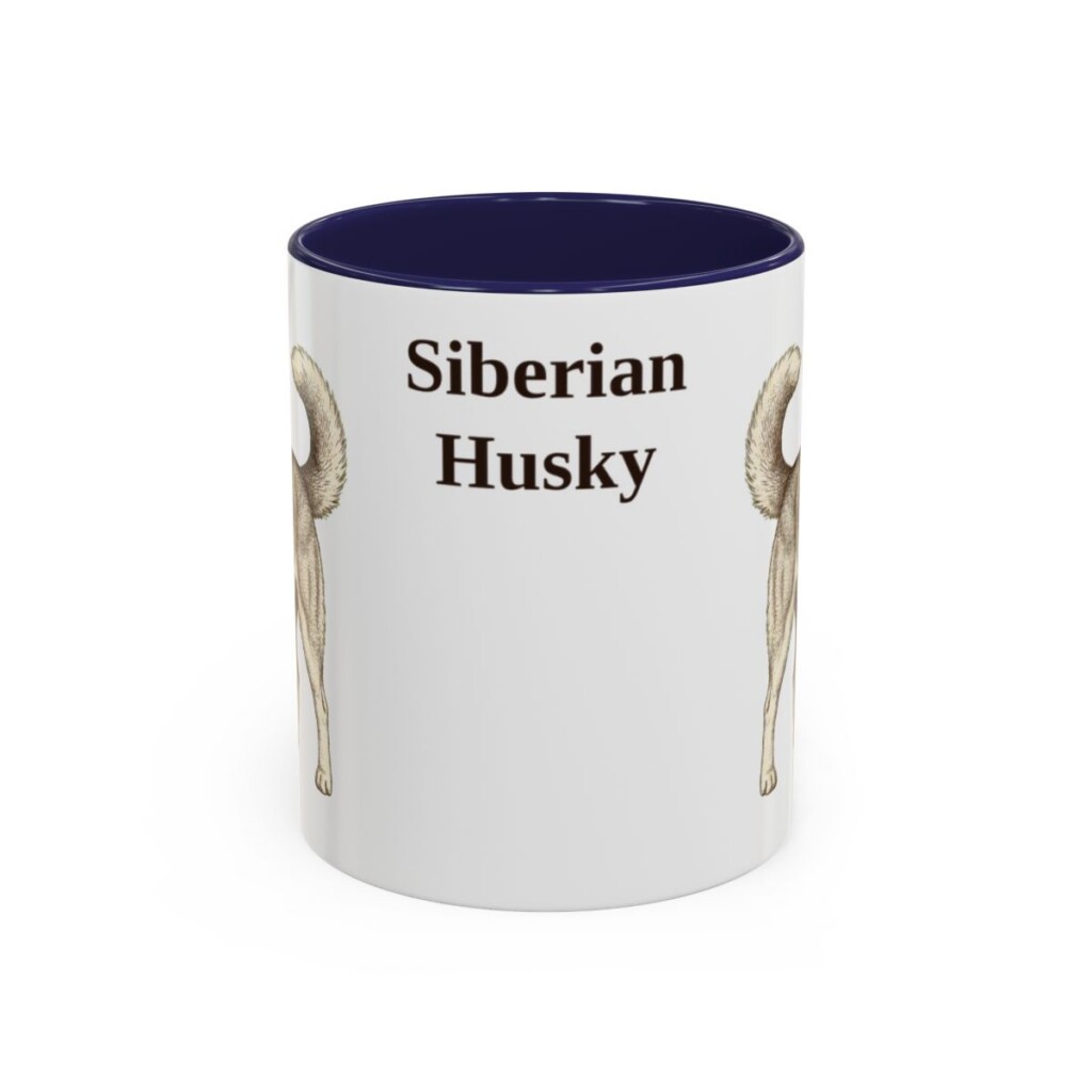 11oz Siberian Husky Mug, Navy, front view