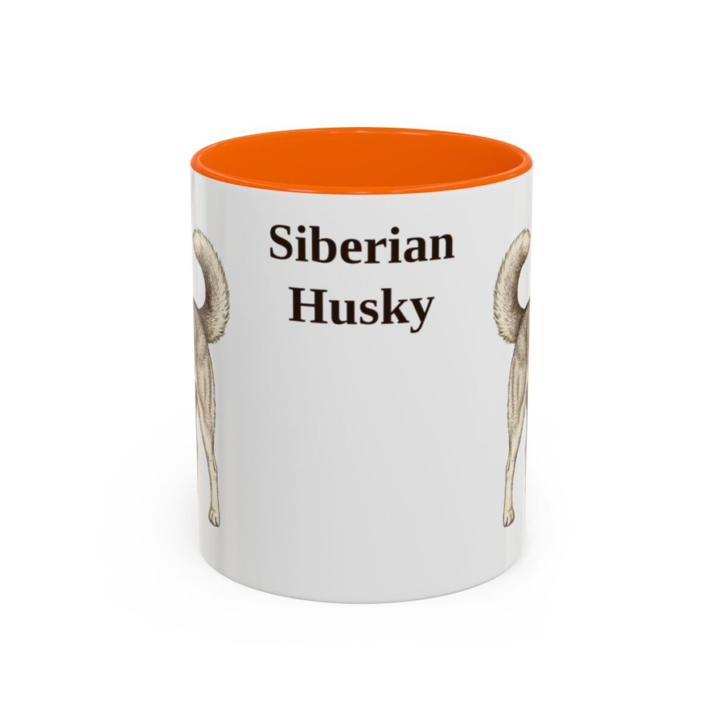 11oz Siberian Husky Mug, Orange, front view