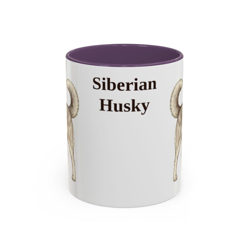 11oz Siberian Husky Mug, Purple, front view