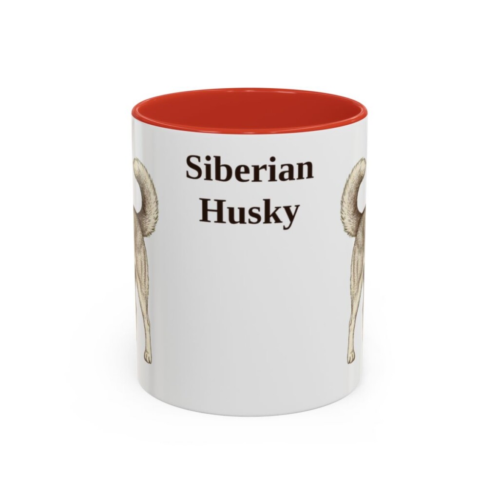 11oz Siberian Husky Mug, Red, front view