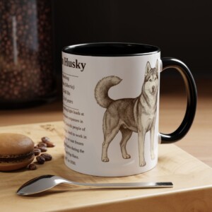 11oz Siberian Husky Mug, Black, lifestyle photo