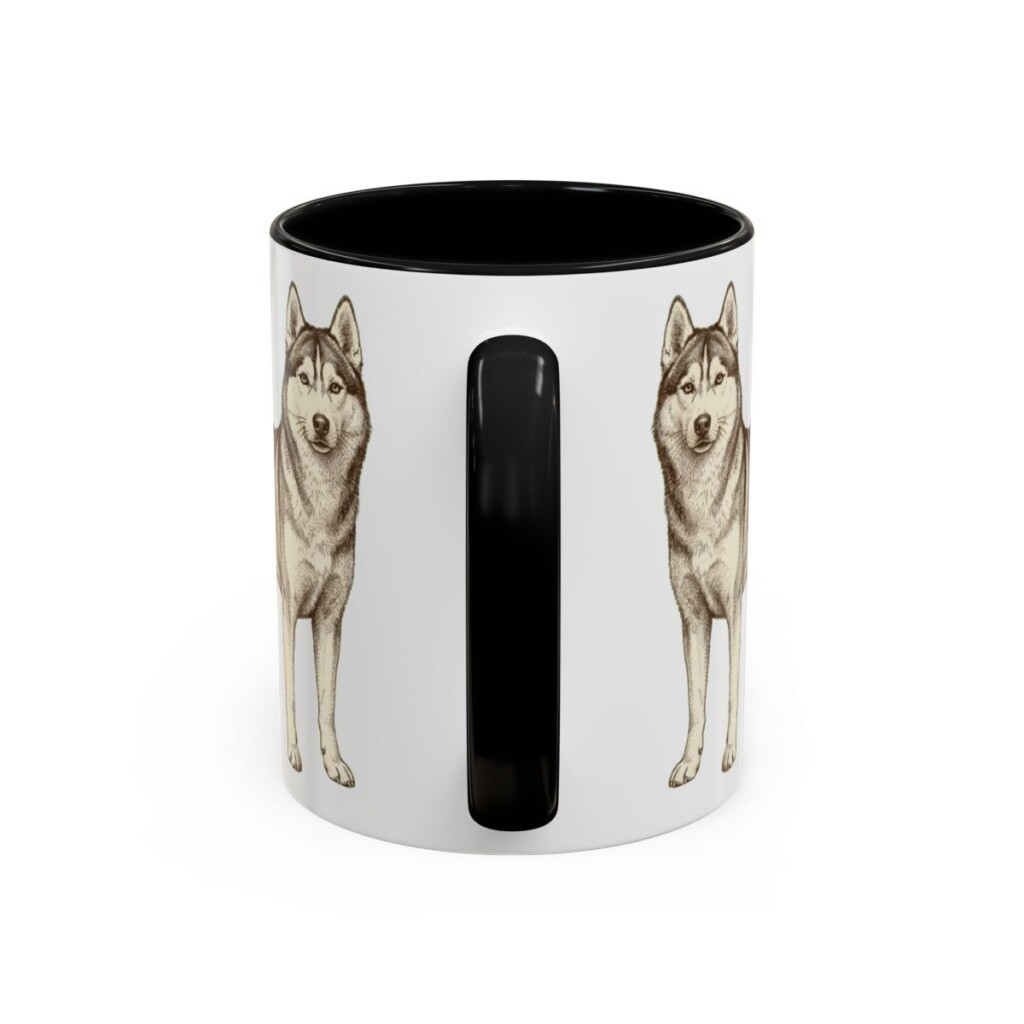 11oz Siberian Husky Mug, Black, back view