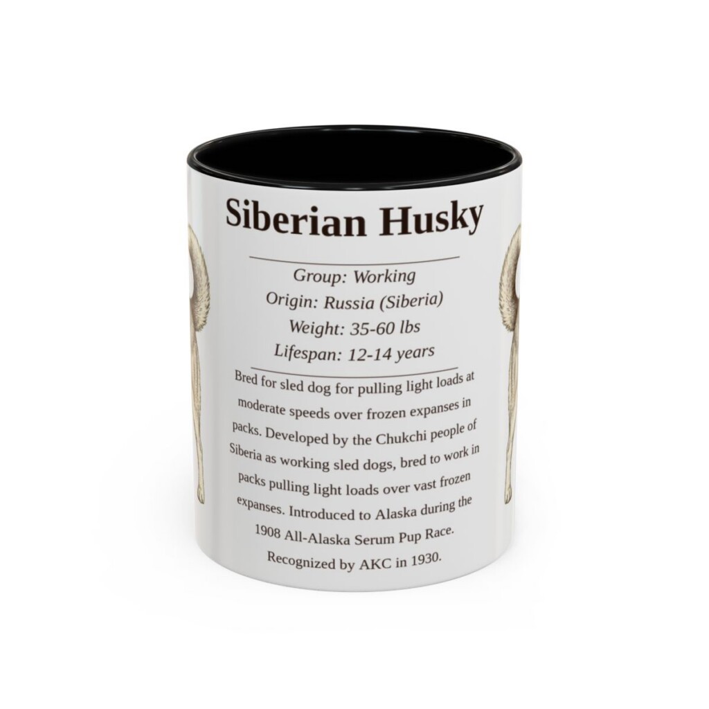 11oz Siberian Husky Mug, Black, front view
