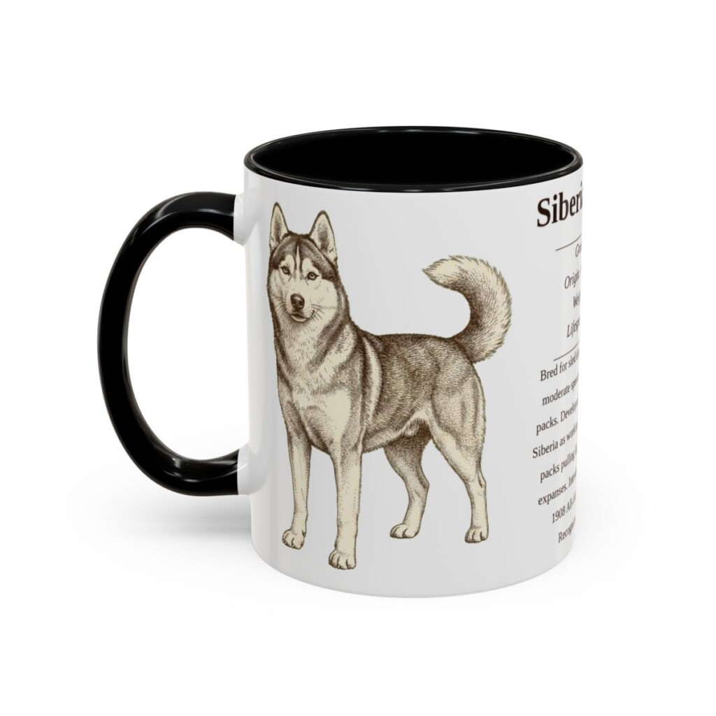 11oz Siberian Husky Mug, Black, left side view