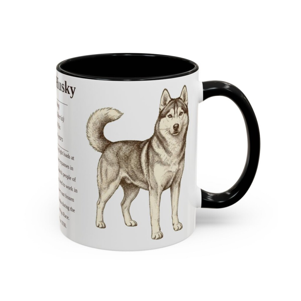 11oz Siberian Husky Mug, Black, right side view