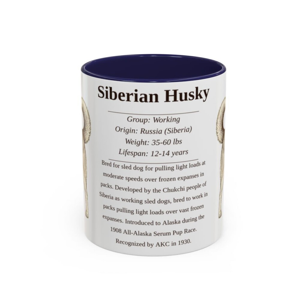 11oz Siberian Husky Mug, Navy, front view