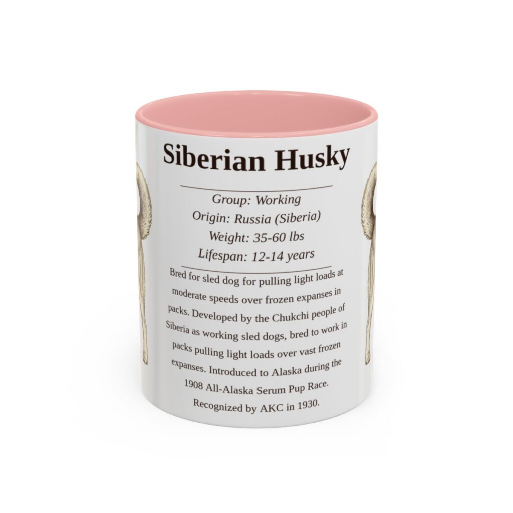 11oz Siberian Husky Mug, Pink, front view