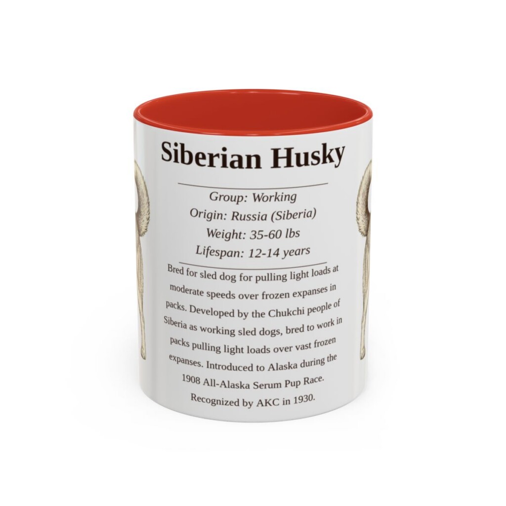 11oz Siberian Husky Mug, Red, front view