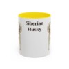 11oz Siberian Husky Mug, Yellow, front view